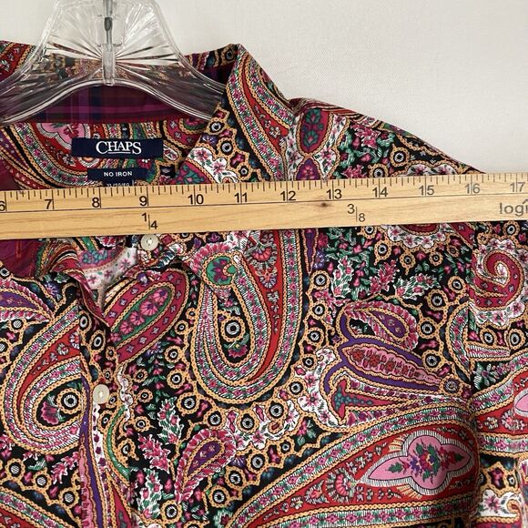 Chaps Top Women's XL Paisley Multicolor Shirt Button Up Long Sleeve Glam Chic - Picture 6 of 10